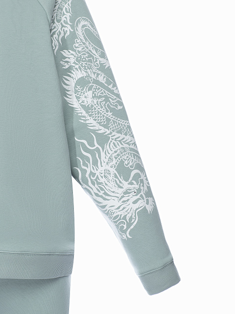 Костюм из  трикотажа "снежная мята", рукав реглан, манжеты на резинке, принт на рукавах, 2