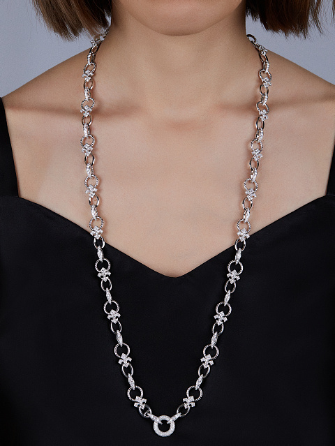 Колье с кулоном из белого золота с изумрудами и бриллиантами, 5