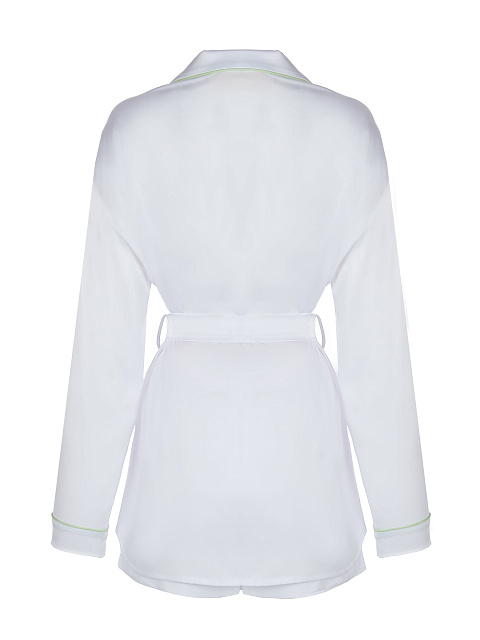 Белая шелковая пижама с салатовым кантом, 3