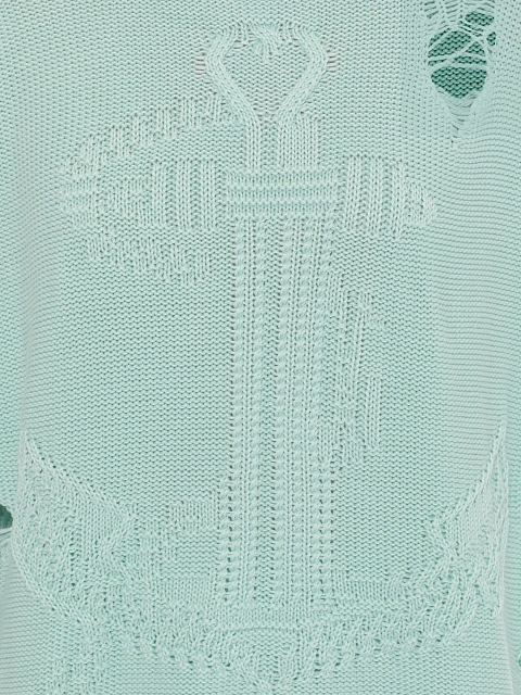 Мятный вязаный комплект из свитера и юбки-миди, 4 Мятный вязаный комплект из свитера и юбки-миди, 4