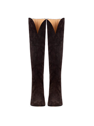 Темно-коричневые замшевые сапоги, 2