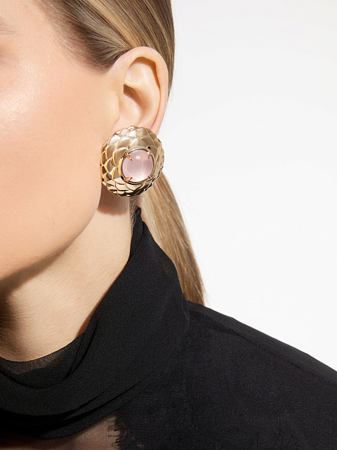 Серьги из розового золота с розовым кварцем, 3