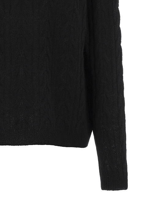 Черный кашемировый пуловер с косами, 3