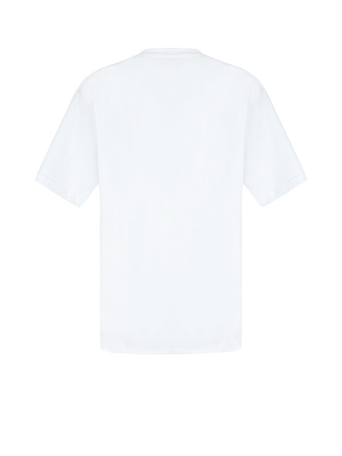 Белая хлопковая футболка с голубыми стразами, 2