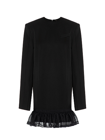 Черное платье-мини с кружевом, 1