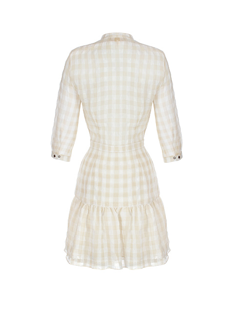 Бежевое шифоновое платье-мини в клетку, 2