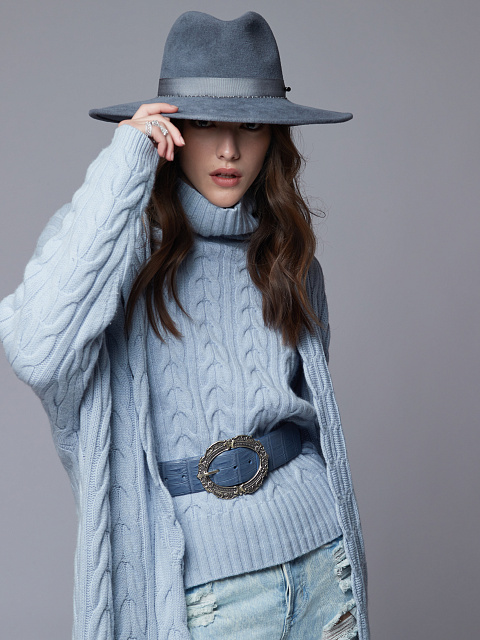 Серо-голубая фетровая шляпа с цепочкой, 5 Серо-голубая фетровая шляпа с цепочкой, 5