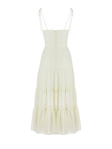 Светло-желтый сарафан из шифона в горошек, 2