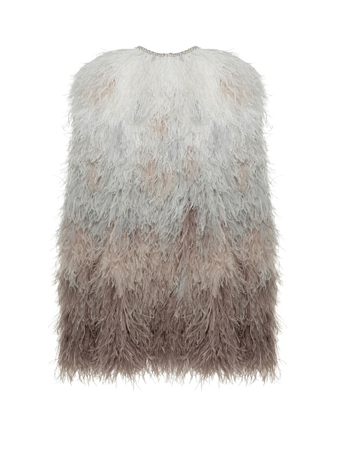 Серый жакет из перьев с эффектом деграде, 3