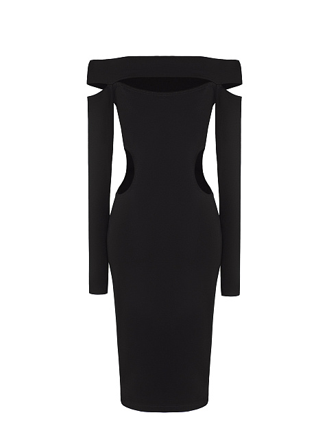Черное платье-миди с вырезами, 1