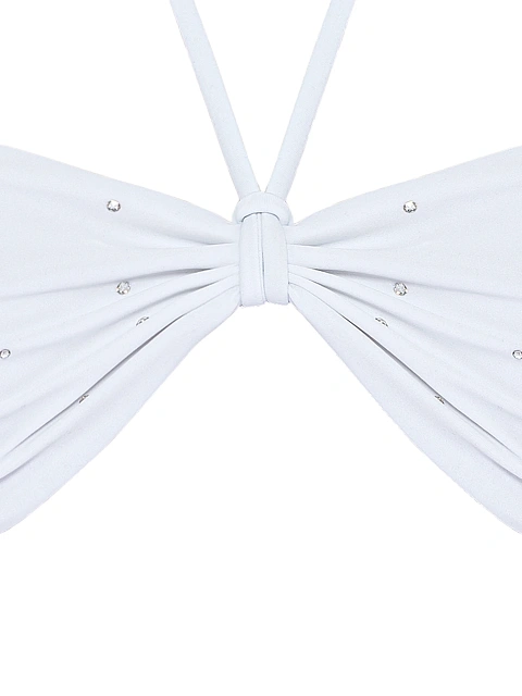 Белый раздельный купальник со стразами, 7