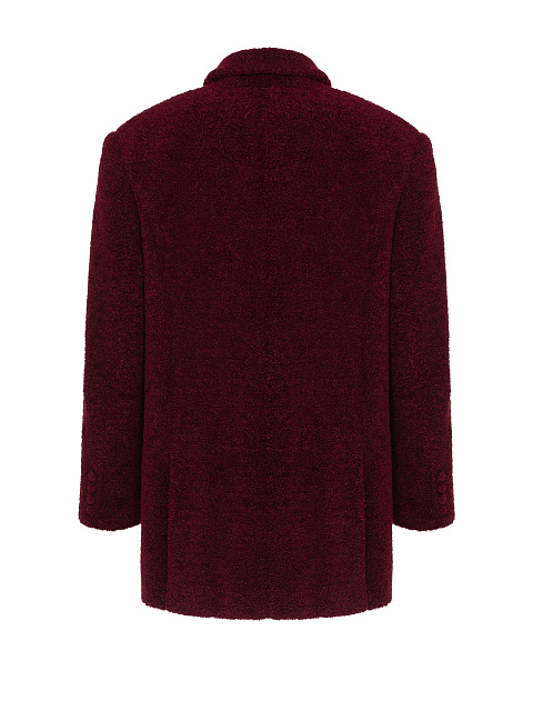 Бордовый однобортный жакет из шерсти букле, 2