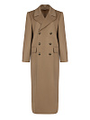 Бежевое шерстяное двубортное пальто