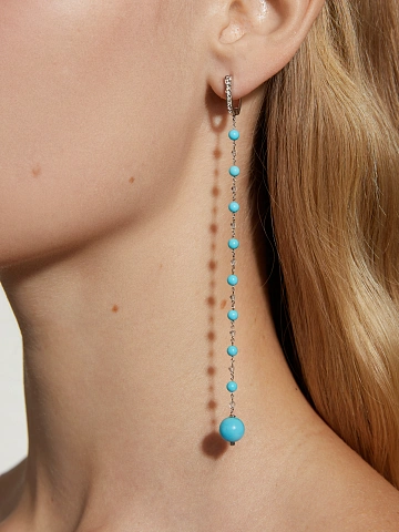 Серьги из белого золота с бирюзой, топазами и горным хрусталем, 2