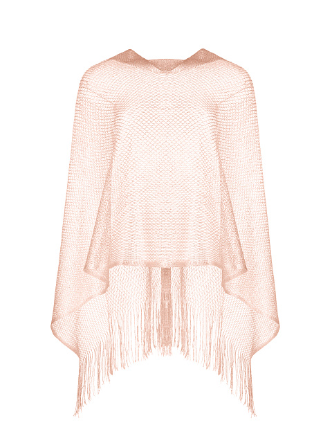 Розовое пончо из сетки с бахромой, 1