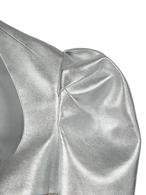 Серебряное укороченное болеро из кожи, 4 Серебряное укороченное болеро из кожи, 4