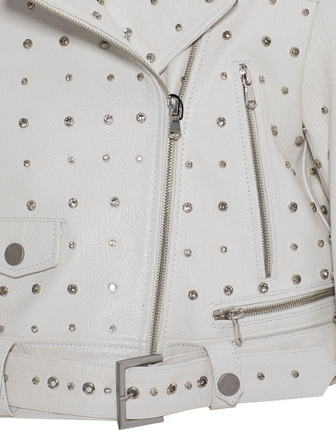 Укороченная белая косуха с кристаллами, 3