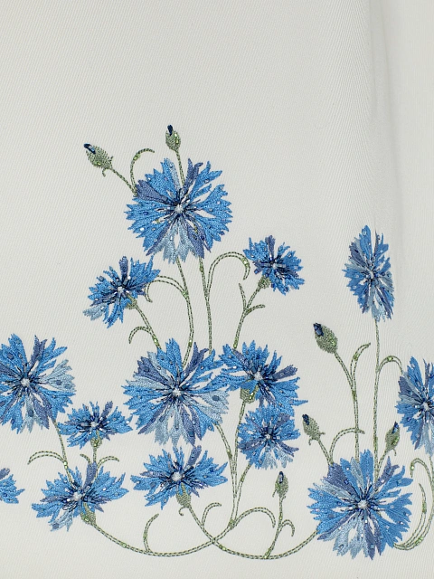 Белое платье-мини из хлопка с вышивкой и кружевом, 3