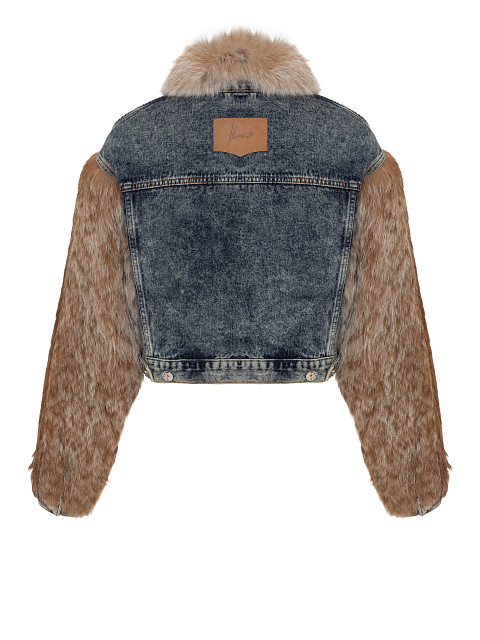 Укороченная джинсовая куртка с мехом рыси, 2 Укороченная джинсовая куртка с мехом рыси, 2