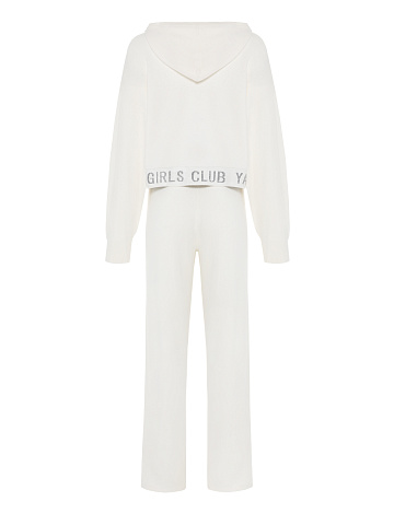 Белый трикотажный костюм Hot Girls Club с люрексом, 2