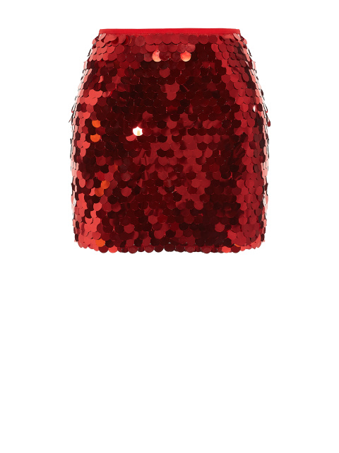 Красная юбка-мини в крупных пайетках, 1