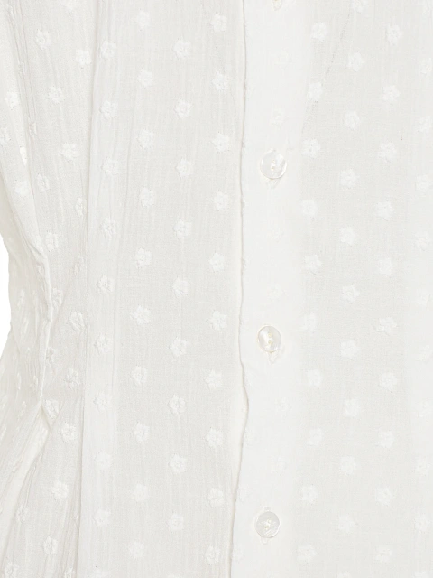 Белая блузка с фактурным узором из хлопка, 3