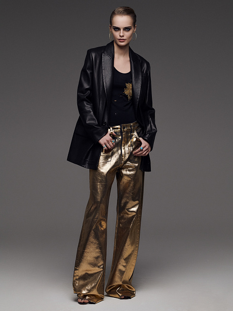 Прямые джинсы с золотым напылением, 6