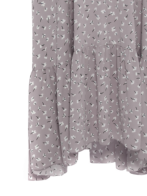 Серо-сиреневое платье-миди из вискозы с цветочным принтом, 3