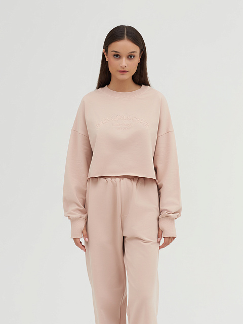 Светло-бежевый трикотажный костюм Bad Girls Club с тональной вышивкой, 8 Светло-бежевый трикотажный костюм Bad Girls Club с тональной вышивкой, 8