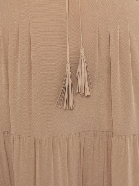 Бежевое платье из шелка с мехом норки, 4