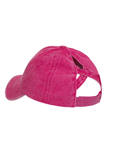 Розовая кепка из денима с нашивкой из замши, 3