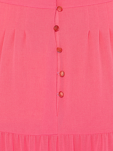 Розовое платье-миди из шифона с завязками, 4