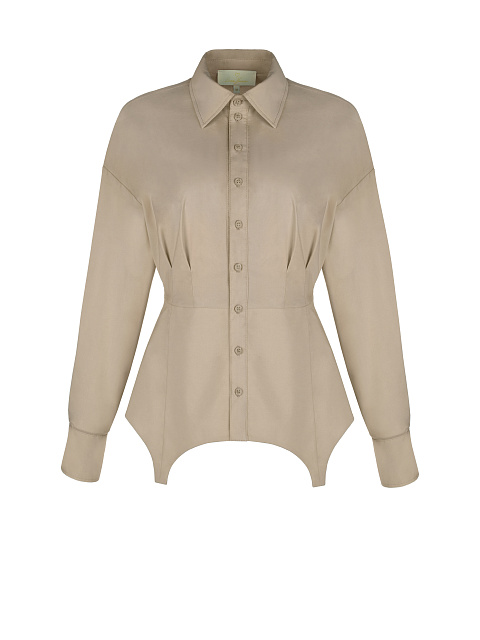 Бежевая хлопковая рубашка с баской, 1