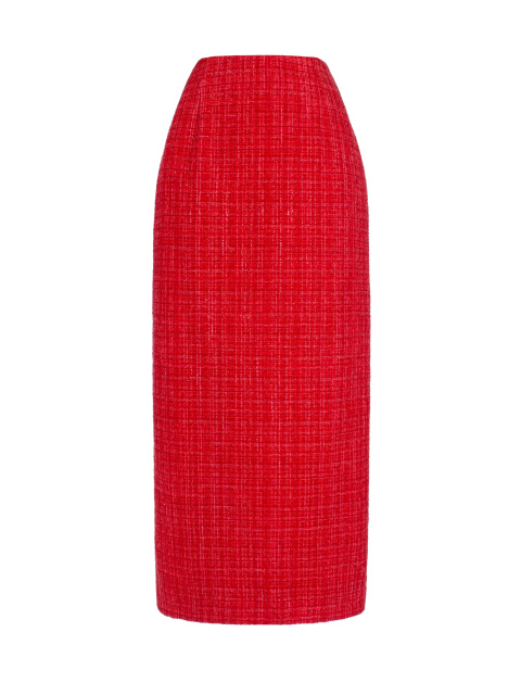 Красная твидовая юбка-миди, 1