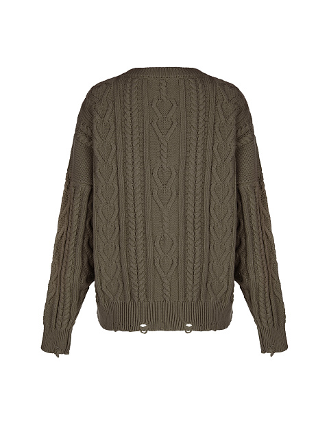 Темно-зеленый хлопковый свитер с косами, 2 Темно-зеленый хлопковый свитер с косами, 2