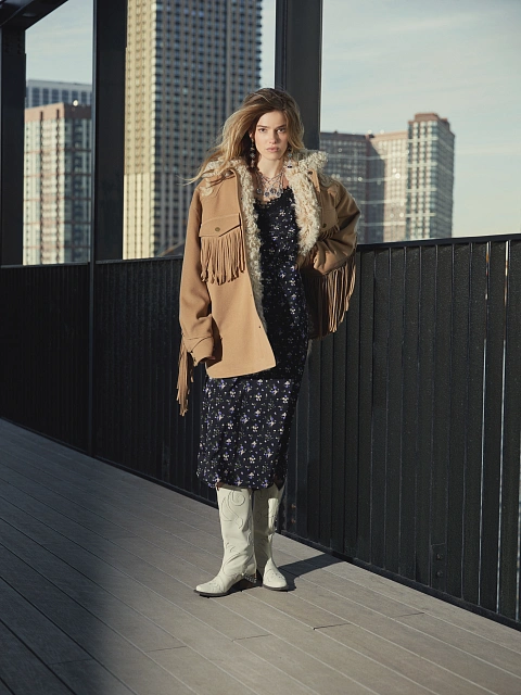 Черное платье-миди из шелка с цветочным принтом и кружевом, 6