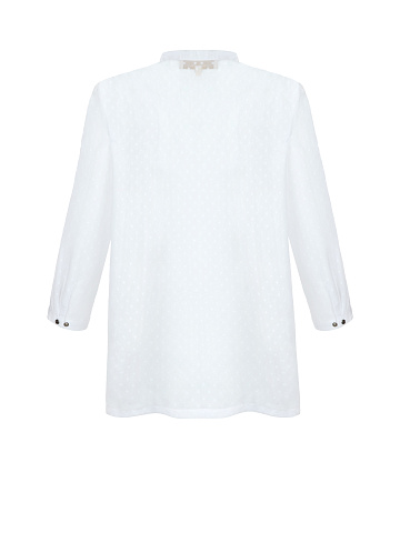 Белая блузка из шелкового шифона в горошек, 2