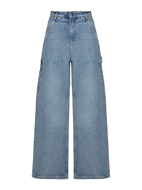 Широкие голубые джинсы из хлопка с нашивкой, 1
