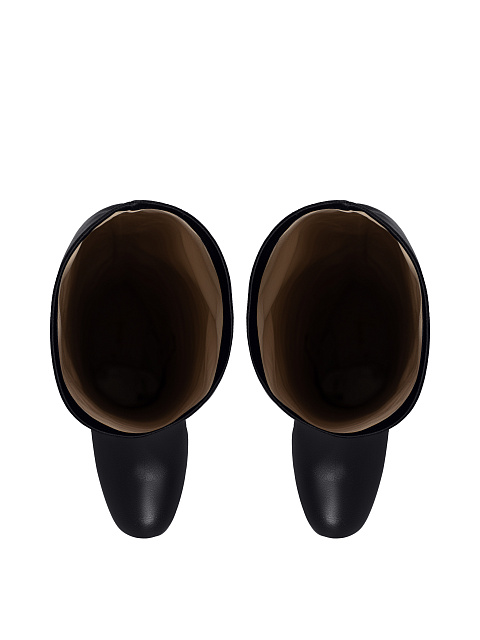 Черные высокие сапоги из кожи с круглым мысом, 4 Черные высокие сапоги из кожи с круглым мысом, 4