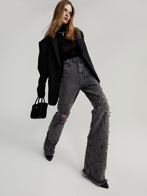 Черная сумка из овчины с лилией, 8 Черная сумка из овчины с лилией, 8