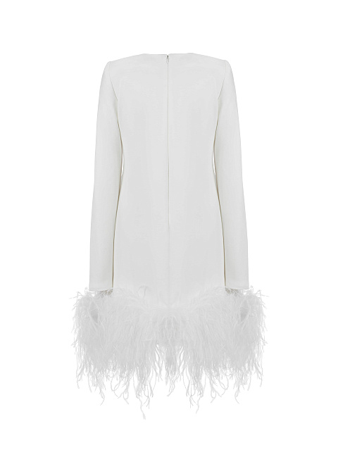 Белое платье-мини с боа, 2
