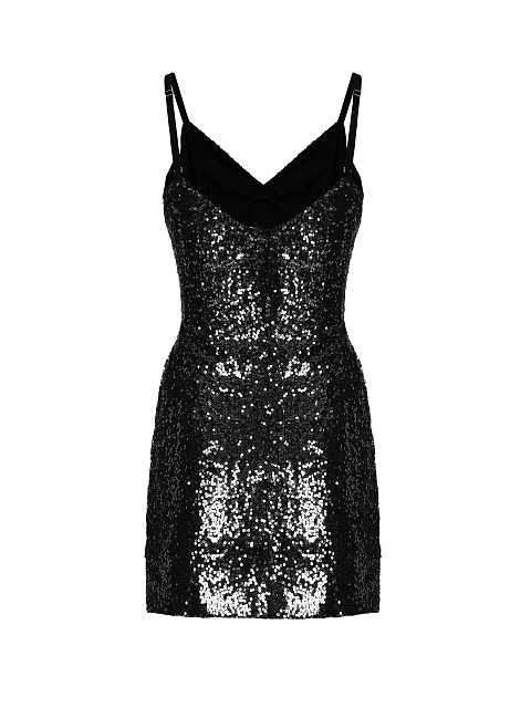 Черное платье-мини в пайетках, 2