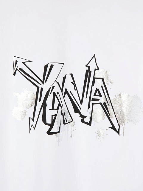 Белая хлопковая футболка Yana с фигурным низом, 3