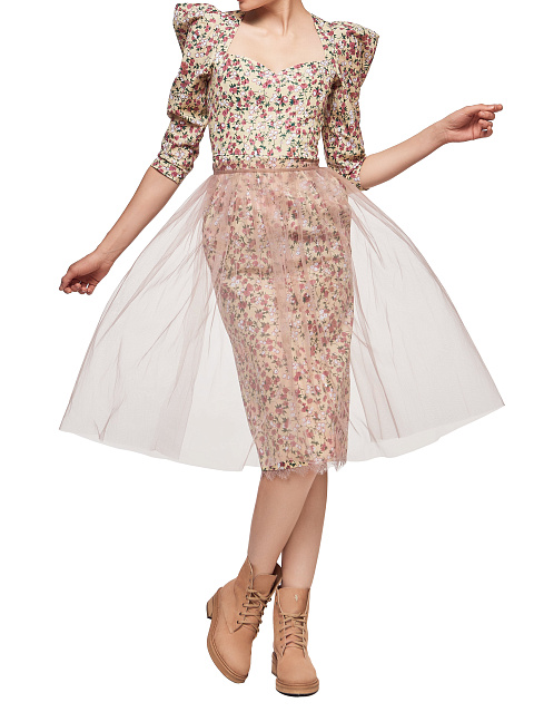 Светло-розовая юбка-фартук из фатина, 8