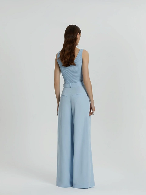 Голубые брюки-палаццо с защипами, 6