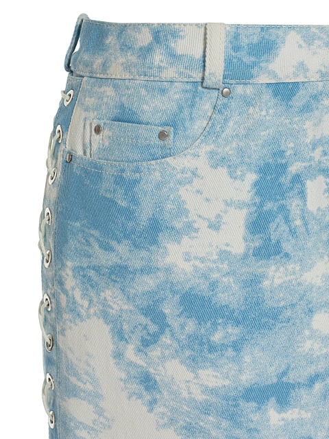 Голубая tie-dye юбка-мини из денима, 4