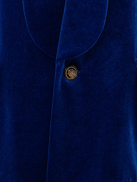 Синий костюм-двойка из бархата, 4