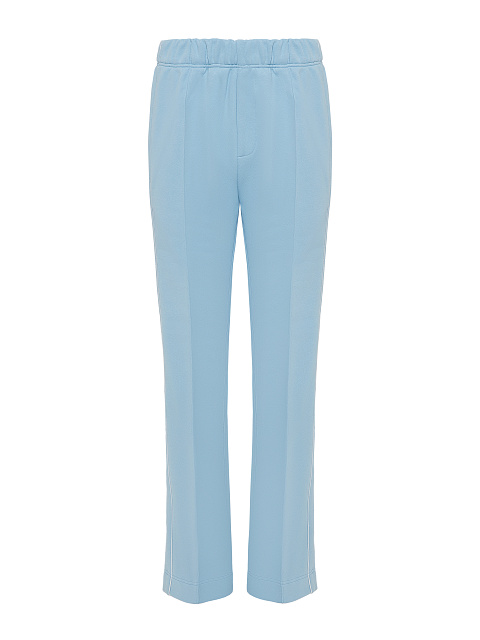 Голубой костюм с укороченной толстовкой и белой вышивкой, 3