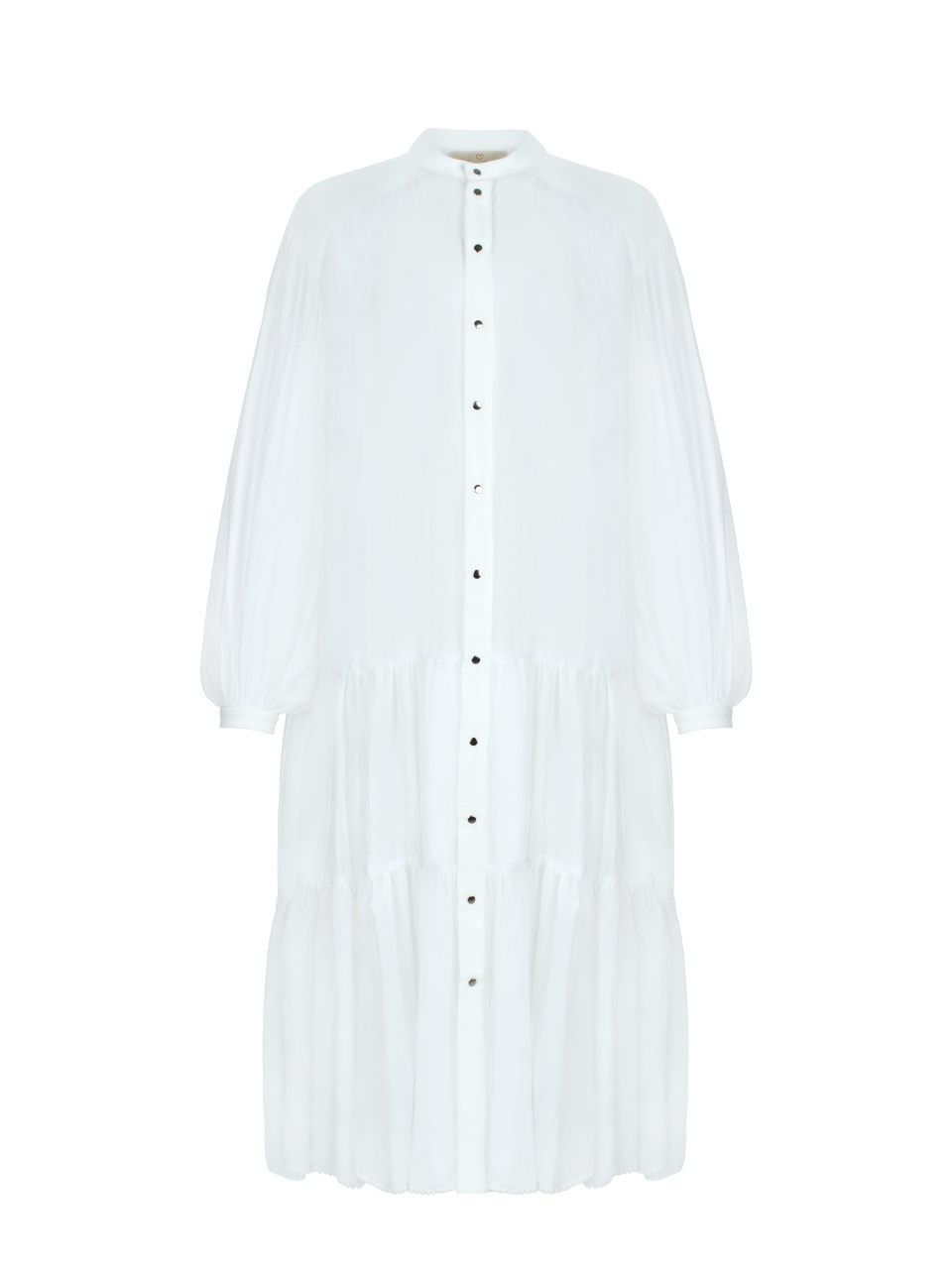 Белое объемное хлопковое платье-рубашка, 1