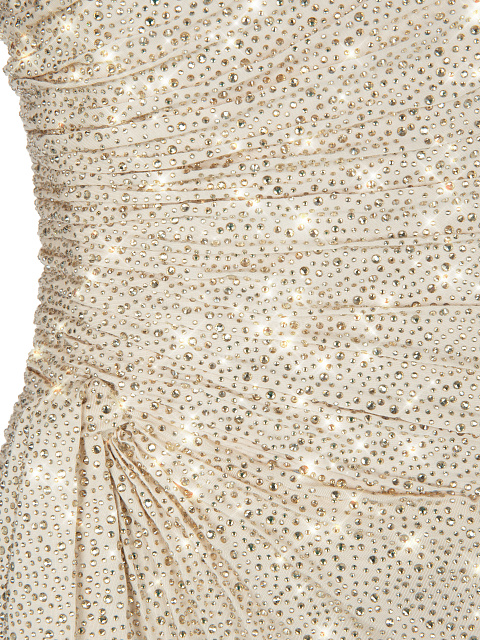 Бежевое платье-макси со стразами, 3